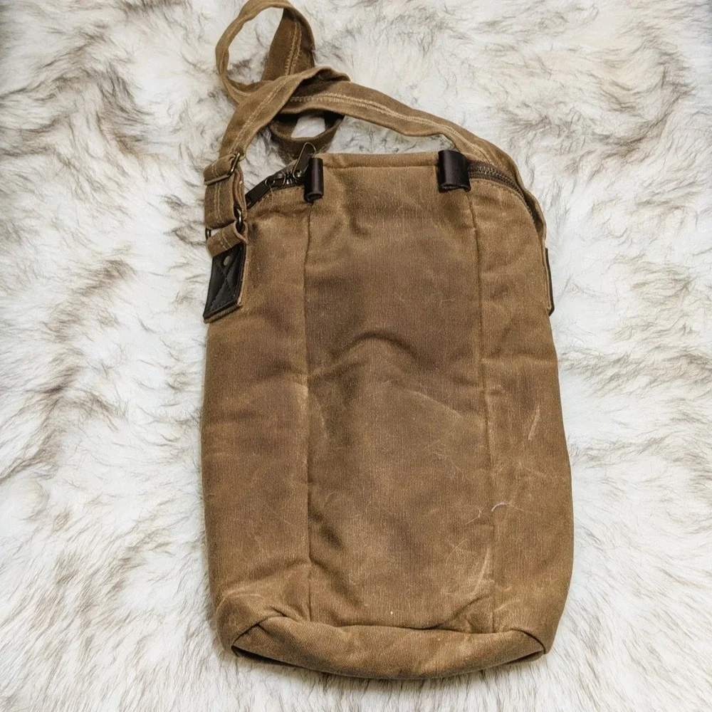 Waxed Canvas Bourbon & Wine Tote Continuous Blessings Foundation Two Bottles